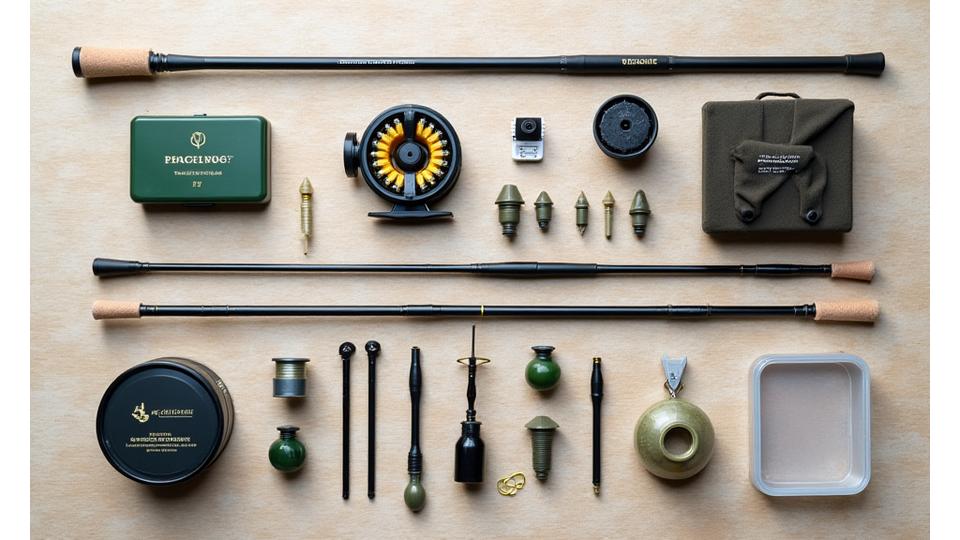 Kit de pesca feeder con caña, carrete, puntas y accesorios