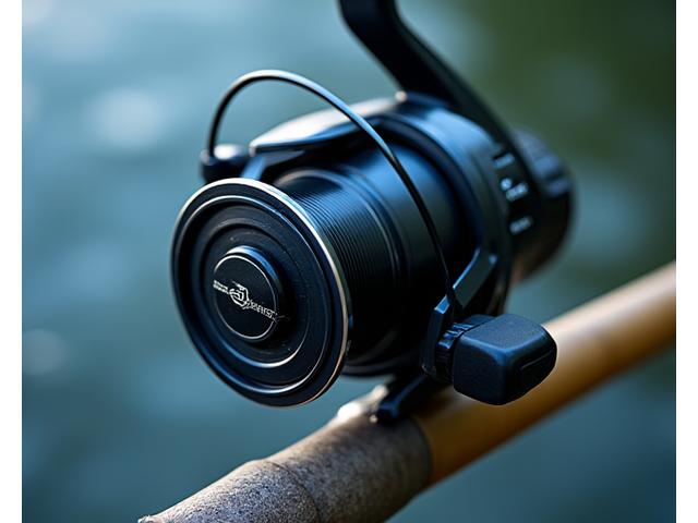 Carrete de carpfishing de gran tamaño con sistema de bobina libre y freno preciso.