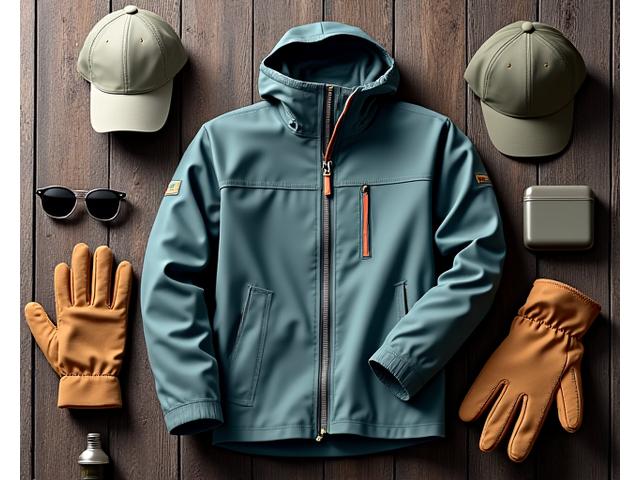 Chaleco de pesca con múltiples bolsillos y gorra con logotipo de pez